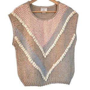 Vintage FSA Collection chevron sweater vest beige pink gray women's large